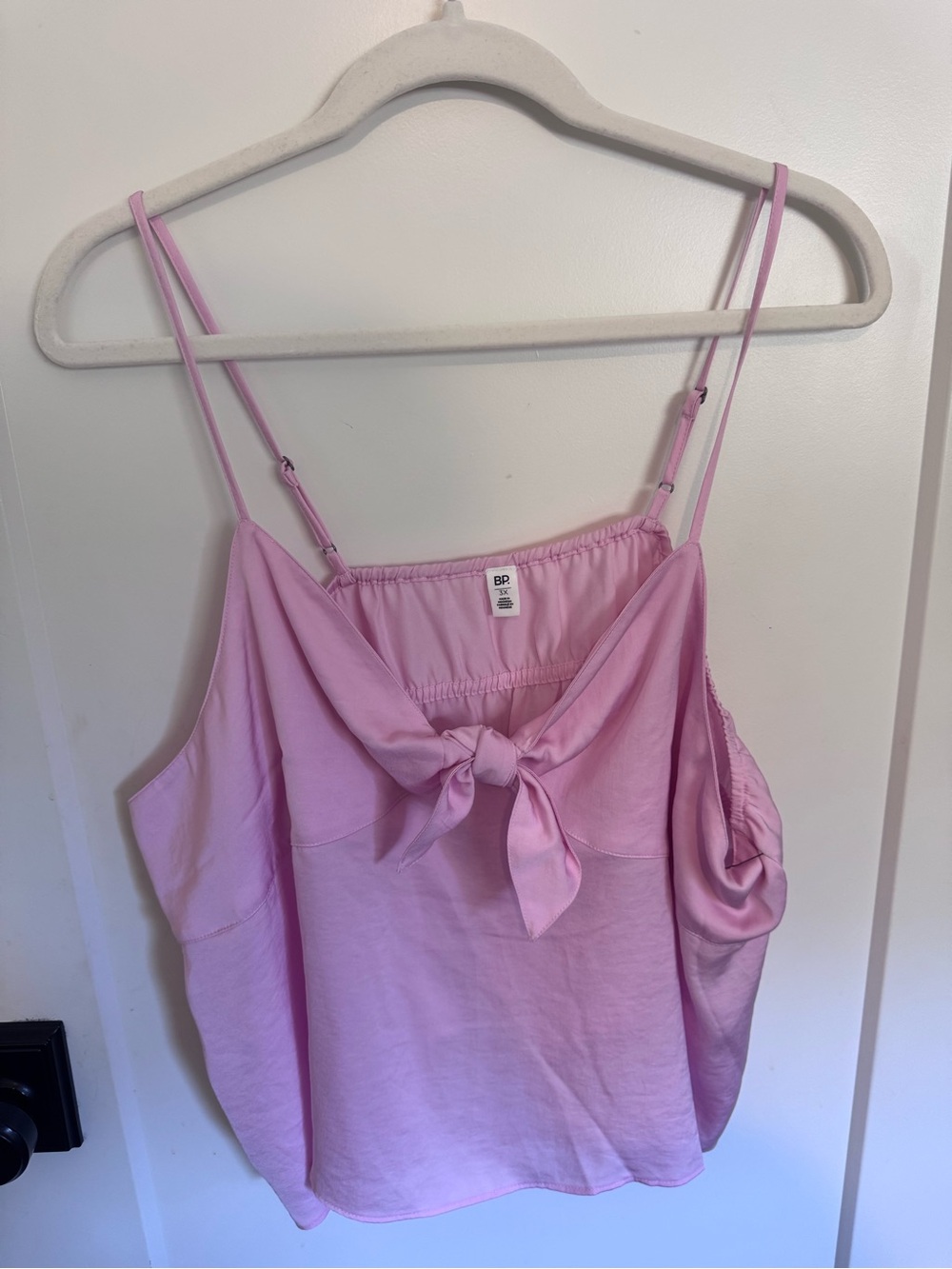 bp Light Pink Tie-Front Spaghetti Strap Crop Top